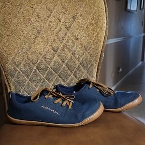 Astral Loyak Navy Blue Brown Lace Up Minimalist Barefoot Sneakers Water Shoes